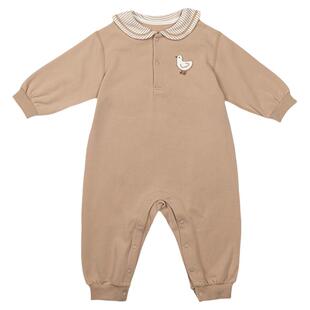 OAK FAMILY春秋新品新生婴儿连体衣海军领长袖爬服宝宝全棉衣服