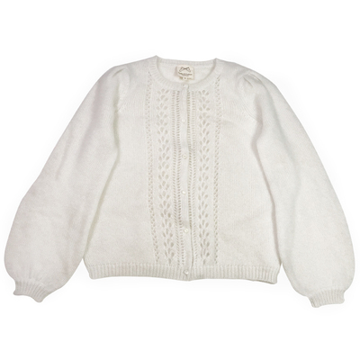 轻奢现货法式小众钩花开衫毛衣