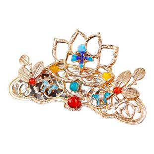 汉服发冠古风女明制宋制烧蓝头饰复古U钗簪子仿珍珠头冠古装发钗