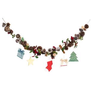 阿楹 圣诞藤条灯串松果主题前台装饰ins壁炉挂旗场景布置餐桌摆件