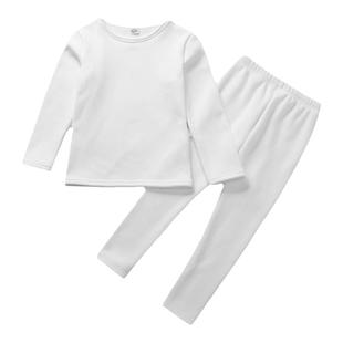 儿童白色秋衣秋裤黑色男童加绒保暖衣纯棉女童幼儿园表演打底套装