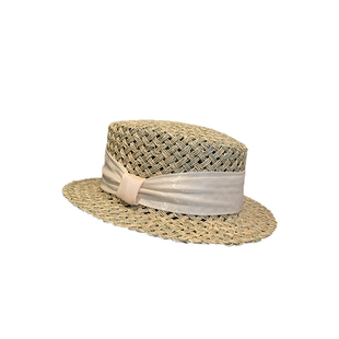 老钱风复古平顶镂空草帽女夏季度假风礼帽海边沙滩显脸小遮阳帽子