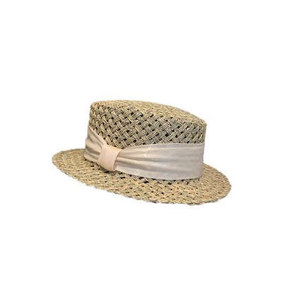 老钱风复古平顶镂空草帽女夏季