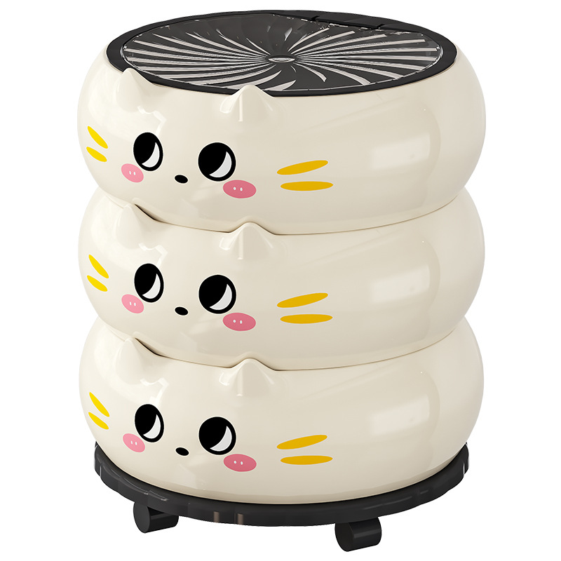 垃圾桶家用高颜值可爱按压带轮双层带盖卫生间卧室客厅大号收纳桶