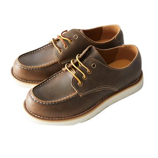 复古疯马皮！硬汉style！新款百搭休闲低帮真皮工装鞋牛皮男鞋潮