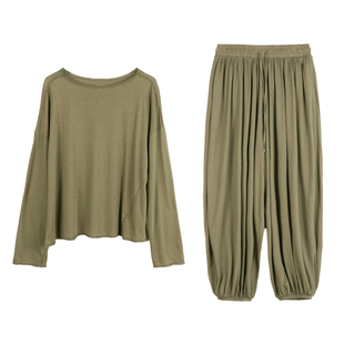 100棉 针织无感 经典随心搭上衣灯笼裤家居服 可外穿睡衣