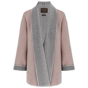 COCOBELLA两面穿气质通勤短款羊毛大衣女贝壳绣毛呢外套WL3016