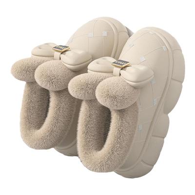 蝴蝶结可爱棉拖鞋女款家居可外穿