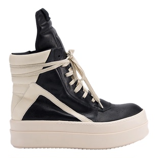 OINCK OWEM厚底ROG RO男女暗黑双层增高黑白主线皮面倒三角高帮鞋