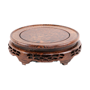 鸡翅木圆形底座红木茶壶鱼缸奇石头佛像花瓶花盆实木托架工艺摆件