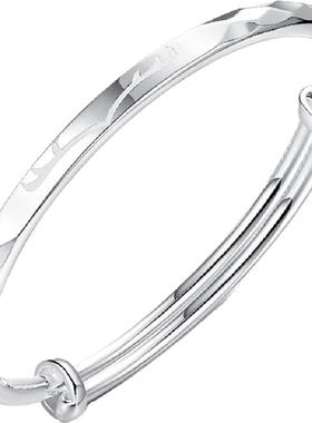 一路有你银手镯女9999纯银年轻款