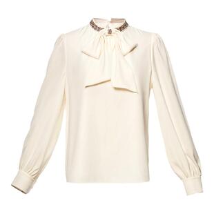 Koradior珂莱蒂尔商场同款2026春新款气质千金风蝴蝶结雪纺衫衬衣