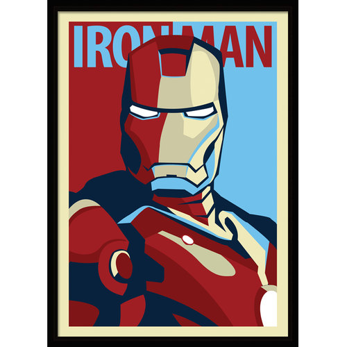 Iron Man 钢铁侠电影海报装饰画 极简酒吧餐厅壁画儿童房床头挂画