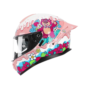 麦斯卡摩托车头盔全盔机车双镜片大尾翼男女漫威死侍草莓熊库洛米