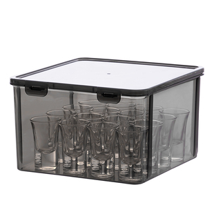 白酒杯分酒器收纳盒透明茶具功夫茶杯茶壶杯架防尘酒杯杯子置物架