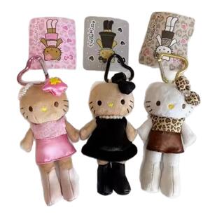 日本正版NIC三丽鸥天使精灵hellokitty长腿黑裙爱心扣毛绒挂件