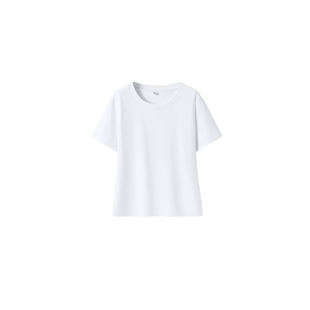 班尼路白色正肩t恤女短袖2026新款夏季纯色基础款修身半袖上衣H