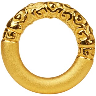 黄金乾坤圈平安扣吊坠祥云转运珠麦穗圆环999足金手串配件3D硬金