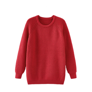 新年亲子装红色毛衣一家三口冬装新款母子母女马年过年全家福拍照