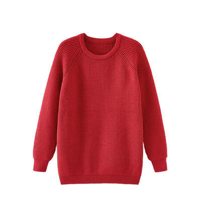 马年新年亲子装红色毛衣一家三口