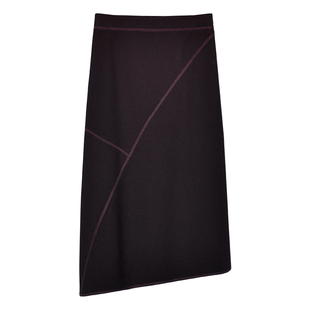 因由 不规则结构主义裁剪衍线轻奢高腰毛呢秋冬中长款半身裙女