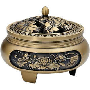 黄铜香炉特大号盘香炉家用室内沉香熏香炉檀香炉香薰炉三足香炉