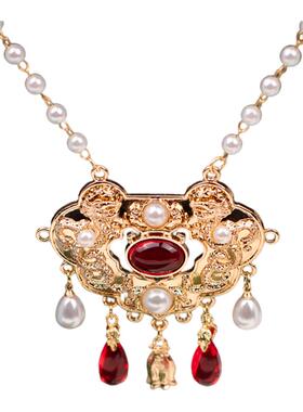 同心锁璎珞古风项链汉服配饰锁