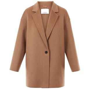 LANCY/朗姿2024冬新款纯羊毛简约风廓形双面呢大衣女中长毛呢外套