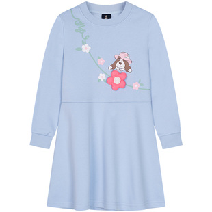 暇步士童装女童连衣裙春秋新品小童可爱公主裙儿童宽松套头长袖裙