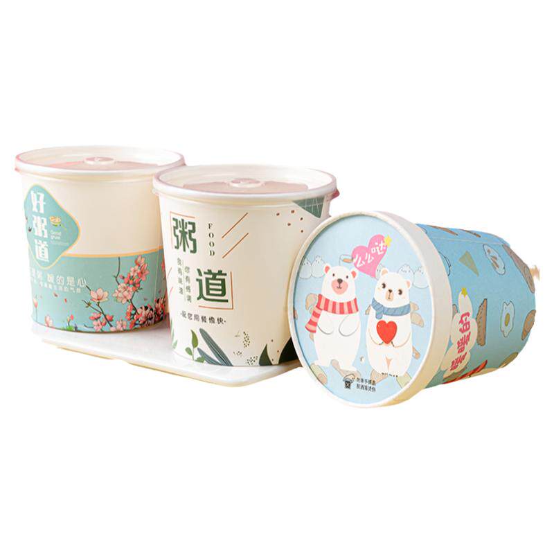 一次性牛皮纸粥碗盒圆形