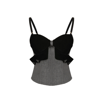 气质纯欲丝绒蝴蝶结吊带胸衣