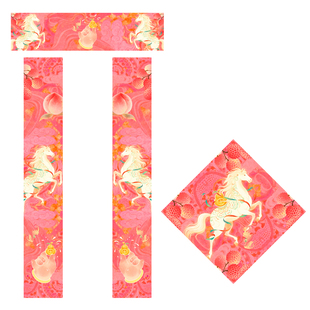 2026马年对联纸博物馆复刻纸微喷新春对联半生半熟中国风古典图案书法作品纸春节过年福字红纸