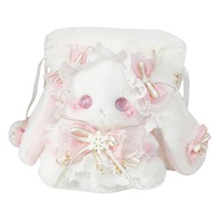 熊兽星球 小号水桶兔包 Lolita手作兔包抽绳斜跨可双肩大容量可爱
