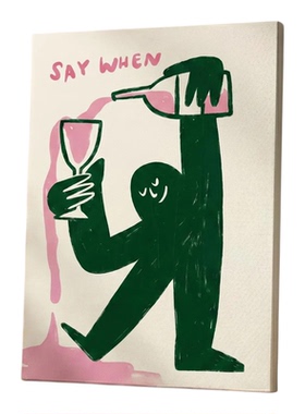 法式简约插画鸡尾酒装饰画调酒无框画酒吧挂画威士忌红酒清新