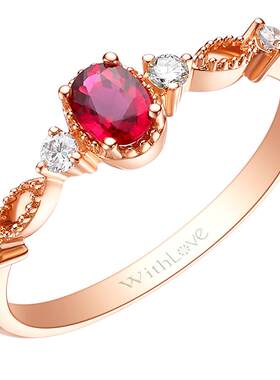 WithLove18K金红宝石钻石戒指