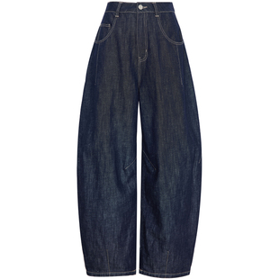 夏莫卡汉麻九分裤薄宽松牛仔裤立体分割阔腿裤显瘦气球裤春夏8343