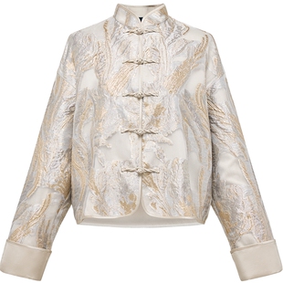 [新年系列]EP雅莹蓝标 国风盘扣立领提花真丝外套 2026新款1202B