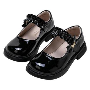 富罗迷公主鞋女童皮鞋2025秋季新款洋气礼服鞋小女孩软底黑色单鞋