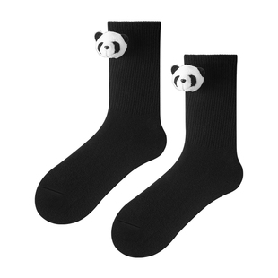 2双 猛男袜子熊猫网红超火长筒男士送男朋友秋冬季立体可爱男生袜