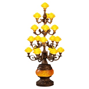 新款九品敬佛莲花灯佛灯供灯佛堂佛前观音琉璃佛供插电长明灯供奉