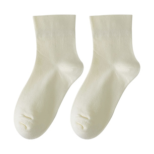 白色袜子女中筒袜ins潮纯棉春夏纯色短袜黑色松口无骨月子袜春秋