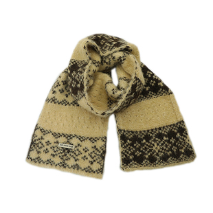 含羊毛蓝色冰岛提花针织围巾女冬季滑雪氛围感保暖防寒围脖披肩