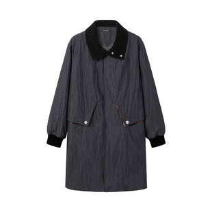 芸蚁〔黑豹〕M51改良特殊金属丝皮领撞色镂空结构暗纹肌理棉服