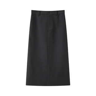 可机洗LILY2025新款含羊毛格雷系职业通勤深色直筒裙女半身裙