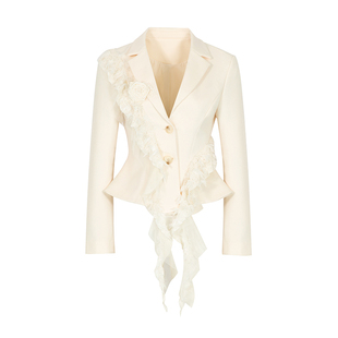 BB BLUE 原创设计 山本风不规则网纱藤曼休闲西装外套女小众西服