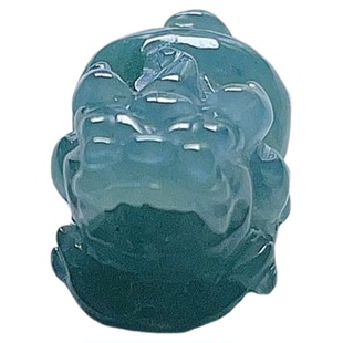 A货翡翠蓝绿霸王貔貅吊坠天然老坑直通孔皮丘手链清新吉祥入财