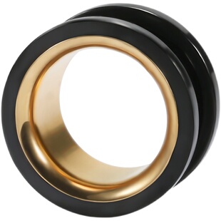 不锈钢耳扩饰品真空电镀18K金 黑双色扩耳器滑轮耳廓穿刺耳钉欧美