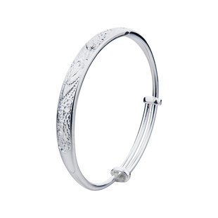 顺钦银楼S999纯银手镯女凤凰于飞足银镯子妈妈款送长辈礼物纪念