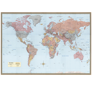 2026英文世界地图墙贴挂图办公室挂画客厅背景墙画书房卧室装饰画