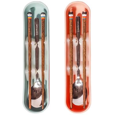 玉米儿童便携餐具学生实木